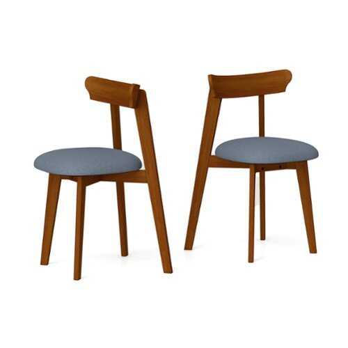 Rent to own Costway - Wood Dining Chairs Set of 2 with Rubber Wood Frame Padded Seat & Curved Backrest - Walnut + Gray