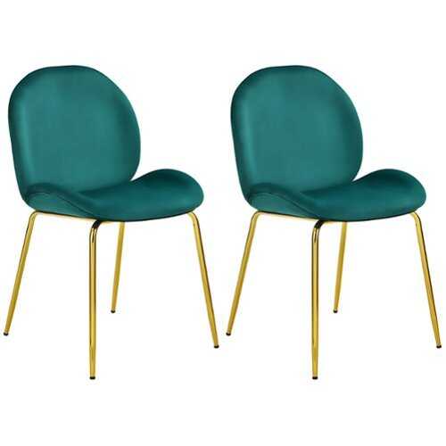 Rent to own Costway - Set of 2 Velvet Accent Chairs Dining Side Chairs w/Gold Metal Legs - Green