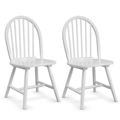 Rent to own Costway - Set of 2 Vintage Windsor Dining Side Chair Wood Spindleback Kitchen Room - White