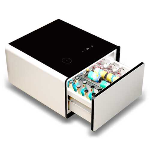 Rent to own Livtab - Smart Side Table with Fridge, Wireless Charging, USB & Power Outlets, Motion Sensor Night Light, Perfect for Bedroom - WHITE