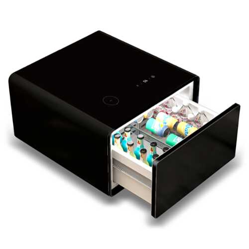 Rent to own Livtab - Smart Side Table with Fridge, Wireless Charging, USB & Power Outlets, Motion Sensor Night Light, Perfect for Bedroom - BLACK