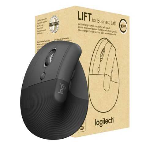 Rent to own Logitech - Lift for Business Vertical Ergonomic Left Handed Wireless Mouse - Wireless - Graphite