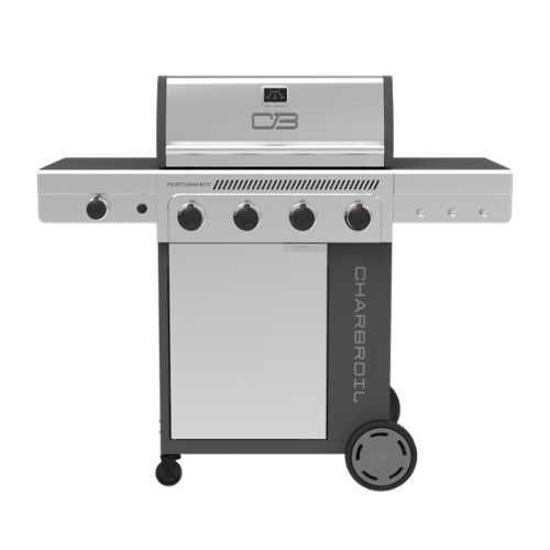Rent to own Charbroil - Performance Series FlavorMax 4 Burner Gas Grill Cabinet with Side Burner - Gray