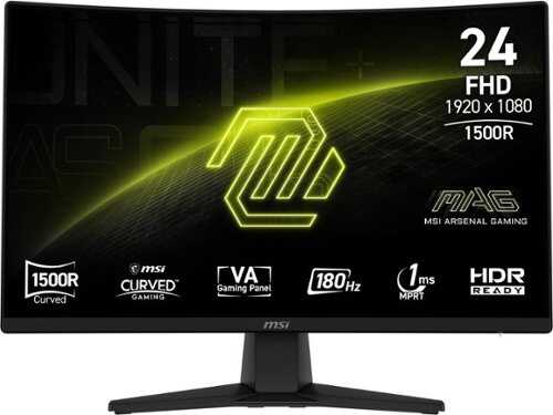 Rent to own MSI - MAG 242C 24" Curved FHD 180Hz 1ms Adaptive Sync Gaming Monitor with HDR ready  (DisplayPort, HDMI, 300cd) - Black