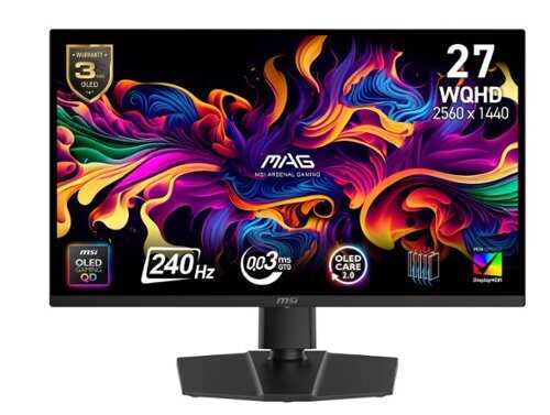 Rent to own MSI - MAG 271QP QD-OLED X24 27" OLED QHD 240Hz 0.03ms Adaptive SyncGaming Monitor with HDR400 (DisplayPort, HDMI) - Black