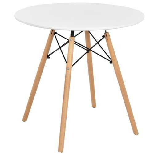 Rent to own Costway Dining Table Round Modern Dining Table 31.5'' W/Solid Wooden Leg For Kitchen - White