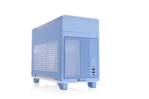 Rent to own Thermaltake - TR100 SFF mITX Mini Tower PC Case with PCIe 4.0 Riser Cable Included - Hydrangea Blue