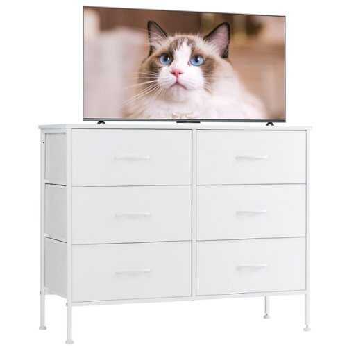 Rent to own Bestier - 6 Drawer 38.2 in.W Fabric Storage Tower Dresser Wooden Top for Kid Room, Closet, Entryway, Nursery - White
