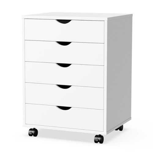 Rent to own Bestier - Storage Cabinet 5 Drawers 18.7 in.W Dressers with Wheels Mobile Organizer Drawers for Office, Bedroom, Home - White