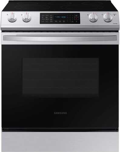 Rent to own Samsung - 6.3 cu. ft. Front Control Slide-in Electric Range with Convection & Wi-Fi - Stainless Steel