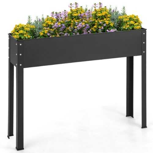 Rent to own Costway 40'' Raised Garden Bed with Legs Metal Elevated Planter Box Drainage Hole Backyard - Black