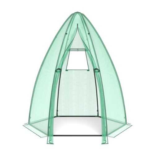 Rent to own Costway 5.5'x 5.5'x 6' Portable Mini Garden Greenhouse with Window & Roll-up Zippered Door - Green