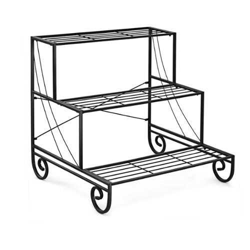 Rent to own Costway 3 Tier Outdoor Metal Plant Stand Flower Planter Garden Display Holder Shelf Rack - Black