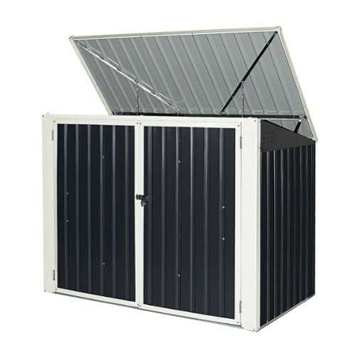 Rent to own Costway 6x3FT Horizontal Storage Shed 68 Cubic Feet for Garbage Cans Tools Accessories - Grey + Beige