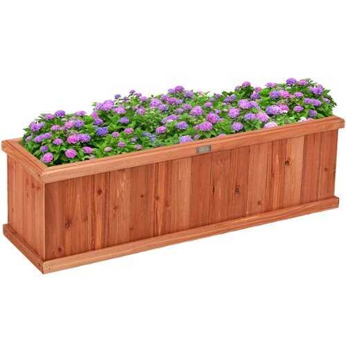 Rent to own Costway 40 Inch Wooden Flower Planter Box Garden Yard Decorative Window Box Rectangular - Natural