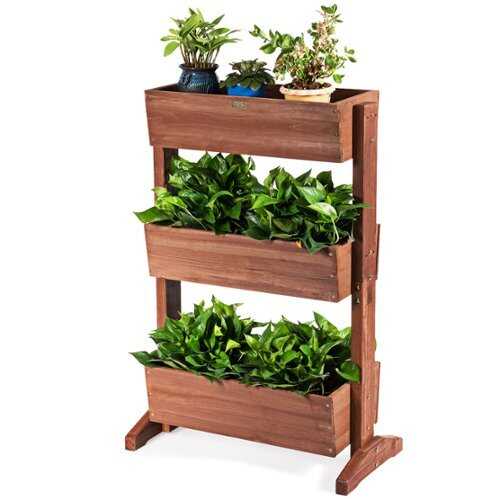 Rent to own Costway 3-Tier Raised Garden Bed Vertical Freestanding Elevated Planter Patio Balcony - brown