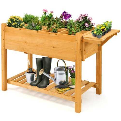 Rent to own Costway Raised Garden Bed Elevated Planter Box Kit w/8 Grids & Folding Tabletop - Yellow