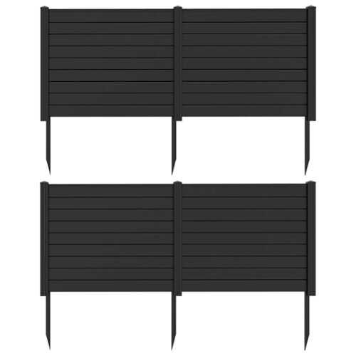 Rent to own Costway 2 PCS 48"L x 37.5"H Air Conditioner Fence Screen Panel Kit with 3 Ground Stakes - Black