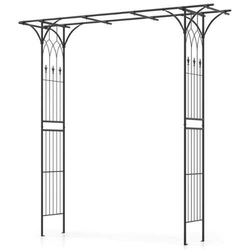 Rent to own Costway 81" Metal Garden Arbor Garden Arch Trellis Wedding Arch Decoration - Black