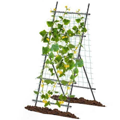 Rent to own Costway 74" Garden Cucumber Trellis for Plant Climbing with PE-Coated Frame, Trellis Net - Black