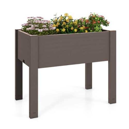 Rent to own Costway Raised Garden Bed with Water Level Indicator Drainage Hole for Vegetables Outdoor - Coffee