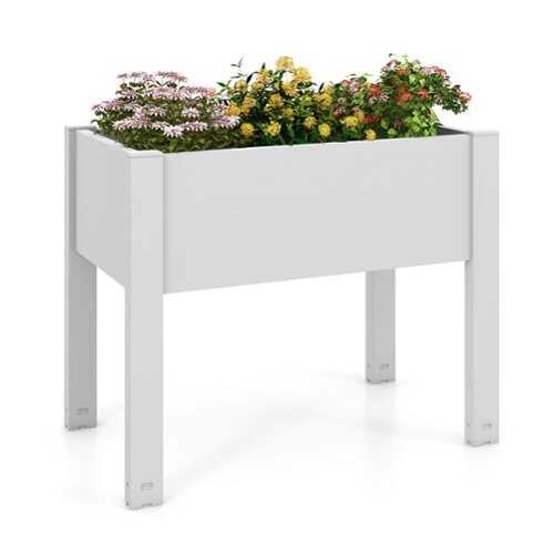 Rent to own Costway Raised Garden Bed with Water Level Indicator Drainage Hole for Vegetables Outdoor - White