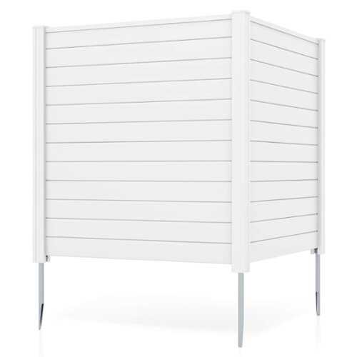 Rent to own Costway Outdoor 48"L x 48"H PVC Privacy Fence Panels with Metal Ground Stakes - White