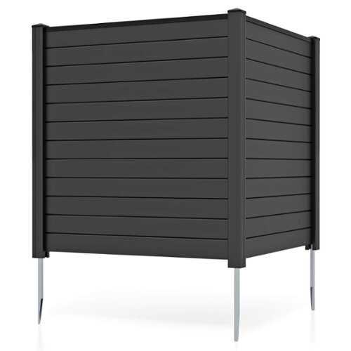 Rent to own Costway Outdoor 48"L x 48"H PVC Privacy Fence Panels with Metal Ground Stakes - Black