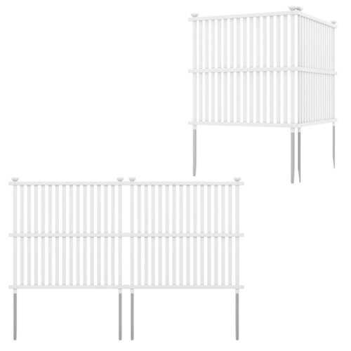 Rent to own Costway 4 Air Conditioner Fence Panels with Metal Ground Stakes No Dig Trash Can Enclosure - White