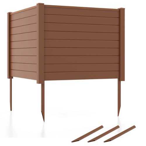 Rent to own Costway 2 Pack 48" x 37.5" Air Conditioner Fence Screen Panel Kit with 3 Ground Stakes - Brown