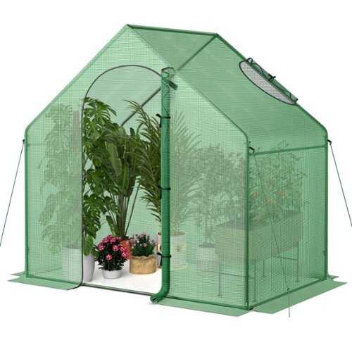 Rent to own Costway 6 x 3 x 5.5FT Mini Walk-in Greenhouse with PE Cover Rustproof PE-Coated Metal Frame - Green