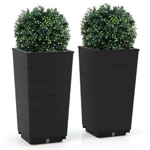 Rent to own Costway 23" Tall Planter Set of 2 for Indoor/ Outdoor Use Large Self-Watering Plant Pot - Black