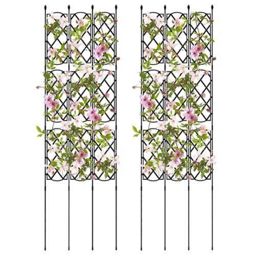 Rent to own Costway 2 PCS Garden Trellis for Climbing Plants Rustproof Metal Plant Support Frame - Natural