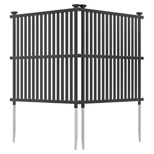 Rent to own Costway 2 PCS Air Conditioner Fence Panels with Metal Ground Stakes No Dig Trash Can Enclosure - Black