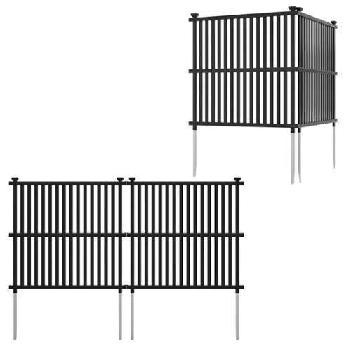 Rent to own Costway 4 PCS Air Conditioner Fence Panels with Metal Ground Stakes No Dig Trash Can Enclosure - Black