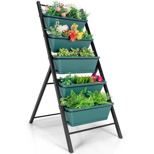 Rent to own Costway 5-tier Vertical Garden Planter Box Elevated Raised Bed w/5 Container - Green