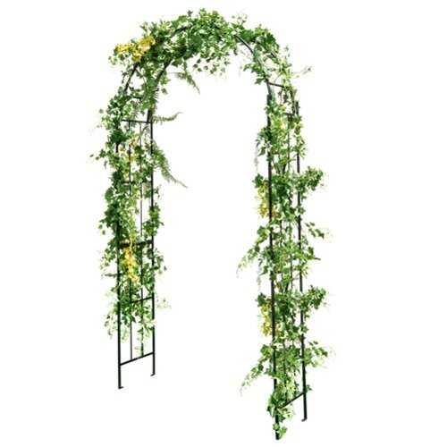 Rent to own Costway Garden Arch Arbor Trellis Pergola 7.5 ft Metal Archway for Climbing Plants Party - Black