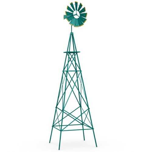 Rent to own Costway 8 ft Ornamental Windmill w/ 4 Support Legs Decorative Weathervane for Backyard - Green