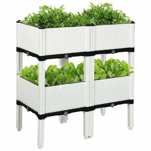 Rent to own Costway - Set of 4 Raised Garden Bed Elevated Flower Vegetable Herb Grow Planter Box - White