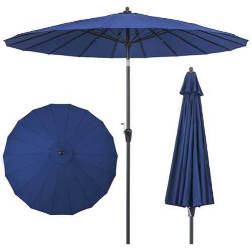 Rent to own Costway 9 FT Patio Round Market Umbrella with Push Button Tilt, Crank Handle, Vented Top - Navy
