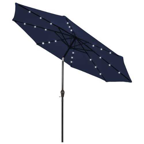 Rent to own Costway 9 FT Patio Solar Umbrella LED Patio Market Steel Tilt with Crank Outdoor - Navy