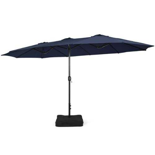 Rent to own Costway 15FT Double-Sided Twin Patio Umbrella Sun Shade Outdoor Crank Market Base - Navy
