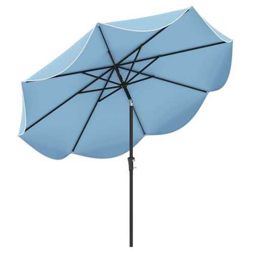 Rent to own Costway 9 FT Patio Umbrella 2-Tier Market Table Umbrella with Crank Handle & 8 Ribs - Navy