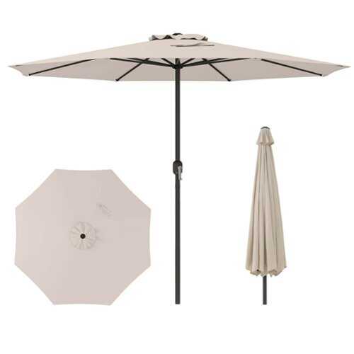 Rent to own Costway 12 FT Patio Umbrella Outdoor Market Umbrella with Crank Handle 8 Sturdy Ribs - Beige