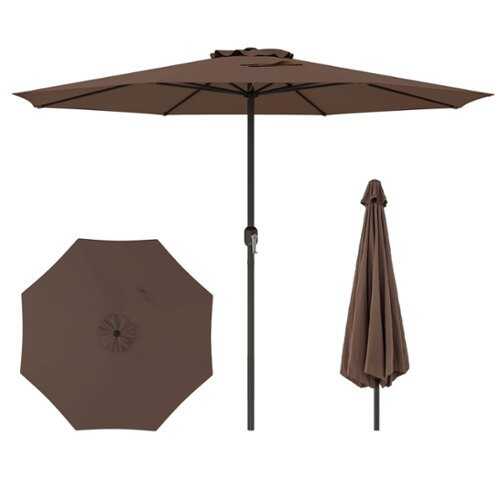 Rent to own Costway 12 FT Patio Umbrella Outdoor Market Umbrella with Crank Handle 8 Sturdy Ribs - Coffee