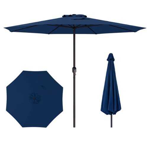 Rent to own Costway 12 FT Patio Umbrella Outdoor Market Umbrella with Crank Handle 8 Sturdy Ribs - Navy