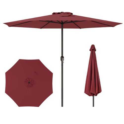 Rent to own Costway 12 FT Patio Umbrella Outdoor Market Umbrella with Crank Handle 8 Sturdy Ribs - Red
