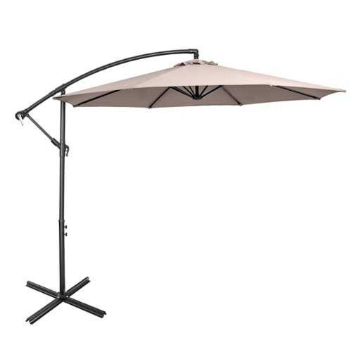Rent to own Costway  10 FT Patio Offset Umbrella w/8 Ribs Cross Base Tilt - Brown
