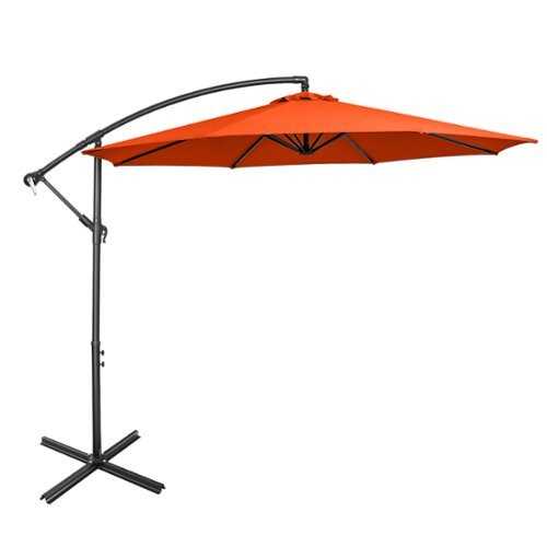 Rent to own Costway  10 FT Patio Offset Umbrella w/8 Ribs Cross Base Tilt - Orange
