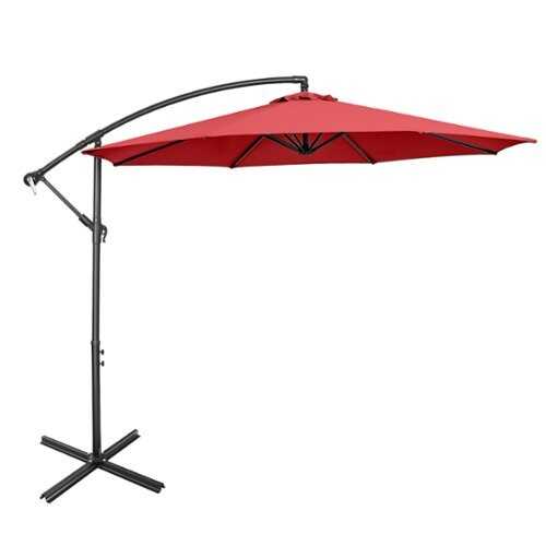 Rent to own Costway  10 FT Patio Offset Umbrella w/8 Ribs Cross Base Tilt - Red